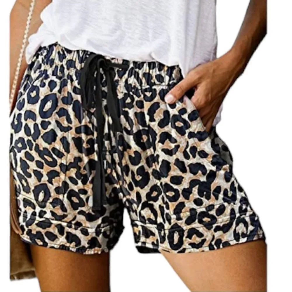 NWOT animal print shorts sz XL drawstring waist by Mosucoirl stretchy